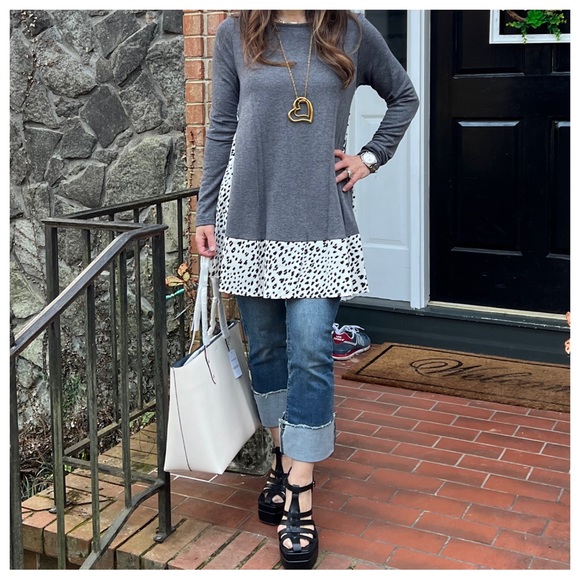 04 Boho Solid French Terry Tunic Top - Picture 5 of 7